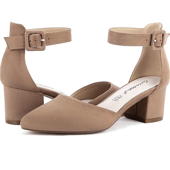 Greatonu Shoes - NWOB Greatonu Nude Pump Adorable Low Block Heel Closed Toe Chunky Sandals US 7.5